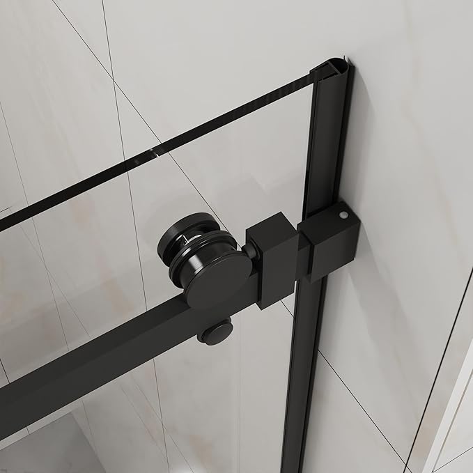 Frameless Sliding Bathtub Door 60" W x 58" H, 1/4" Clear Tempered Glass, Reversible Installation, Stainless Steel Hardware, Matte Black Finish, Space-Saving Glass Tub Shower Door for Bathrooms