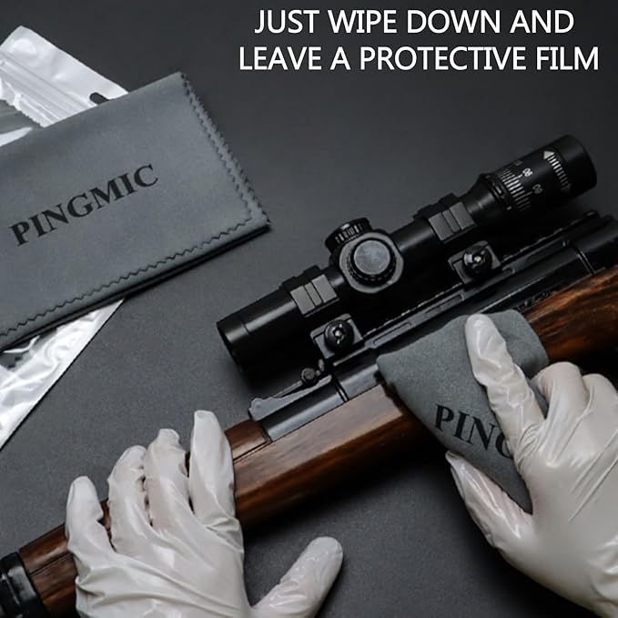PINGMIC 2/5 Pack Silicon Gun Cleaning Cloth, Lint-Free Microfiber Gun Cloth, 12" x 12" Large Cleaning Wipes, Polishing Rag for Firearms, Reel, Knives, Tool, Sporting Equipment, Precision Instruments