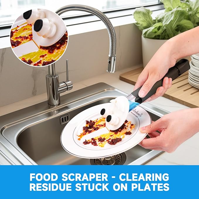 Smile Sponge Dish Wand Holder for Round Smiley Face Sponge Soap Dispensing Handle Upgraded Design, Black