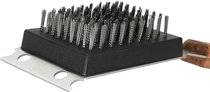 Strong BBQ Grill Brush and Scraper – Heavy-Duty Grill Cleaner with Long Wooden Handle & Replaceable Stainless Steel Bristles – Fast Deep Cleaning, Safe for All Grills – No-Scratch Outdoor Grill Brush