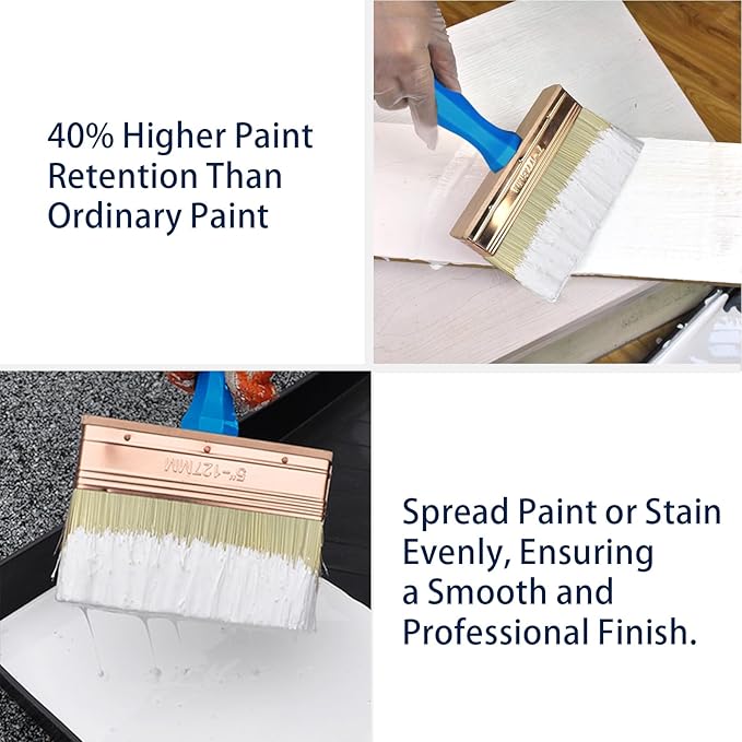 Deck Stain Brush, 6 Inch Deck Paint Brush with Threaded Handle for Extension Pole, Wide Large Brushes for Staining Wood, Fence, Walls, Lime Wash Paint Brush