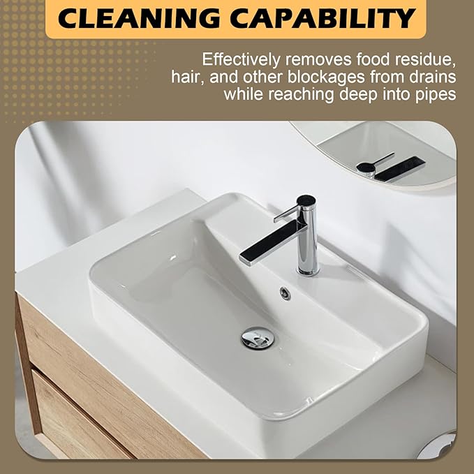 Flexible Long Sink Drainage Tool, AC Drain Cleaning Tool, Removal of AC blockages, Sink Blockage Remover, Cleaning Brush, 48 inches