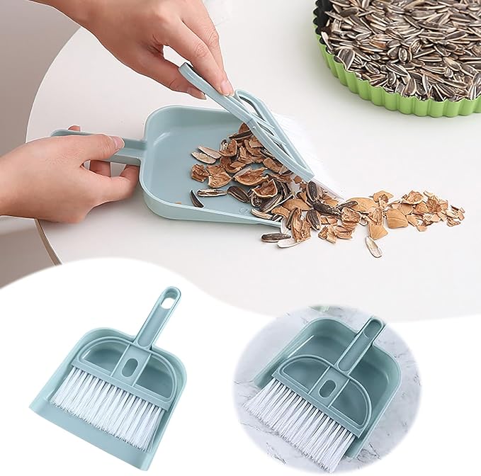 Mini Dustpan and Brush Set, Household Lightweight Portable Dust Pan with Handle,Compact Mini Handheld Hand Broom and Dustpan Set for Cleaning Sweeping Table Pet Kitchen Indoor Office Camping Home