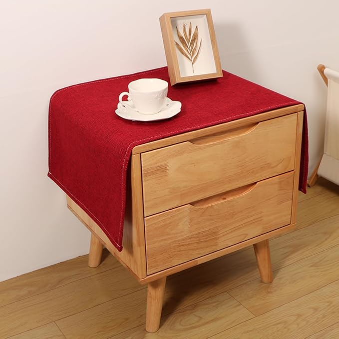 Small Bedside Tablecloth Table Dustcover End Tabletop Home Decoration Fabric Tablecloth Nightstand Table Covering Doilies for Furniture Décor (16×35inch)