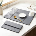 3-Panel Stone Drying Mat for Counter, 20"×16" – Fast Dry Diatomaceous Earth Dish Mat, Heat-Resistant,Stable Hard Stone Pad for Dishes, Ice Maker & Air Fryer, Protects Premium Countertops