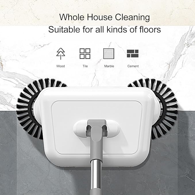 Zerodis Hand Push Sweeper,2 in 1 Wet Dry Use 360 Degree Rotating Quiet Manual Sweeping Mop Hard Floor Surfaces Sweeping Cleaner for Wood Tile Floor