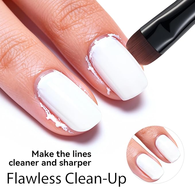 Nail Brush for French Tips & Cleaning Gel Polish- Precision Thin Brush for Acrylic, Polygel - Professional Kolinsky Sable Nail Art Brush (Black, F16)