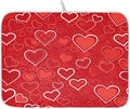 Red Hearts Cute Dish Drying Mat for Kitchen Counter Absorbent Microfiber Large Drying Pad Dish mats for Kitchen Countertops 18 x 24 Inch