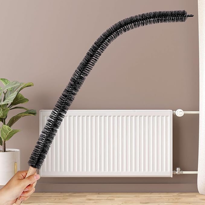 1pcs Radiator Cleaner Brush, 28.74in Long Condenser Lint Brush Head Radiator Genie Duster Flexible Dryer Vent Cleaner Buddy Coil Cleaning Wand Tool for Dryer Vents Stair Rails Furniture
