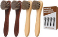 4-Piece 100% Horse Hair Shoe Brush Kit Premium Dauber Applicators Leather Care Cleaning Set with Two Colors Suede Shoes Boots Bags Cars Cleaning Polishing (Dauber Brush 4pcs)