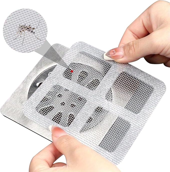 25 Pack,4" X 4" Disposable Shower Drain Cover Hair Catcher, Square Shower Drain Mesh Sticker, Bathroom, Laundry, Bathtub, Kitchen, Sink, for Human & Pet (25 PCS)