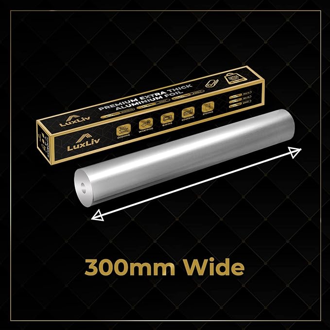 Aluminum Heavy Duty Tin Foil Roll – 12 inch wide x164 ft Length,161 sq ft – Commercial Grade & Extra Thick, Strong Enough for Food Service Industry with cutter - LuxLiv®