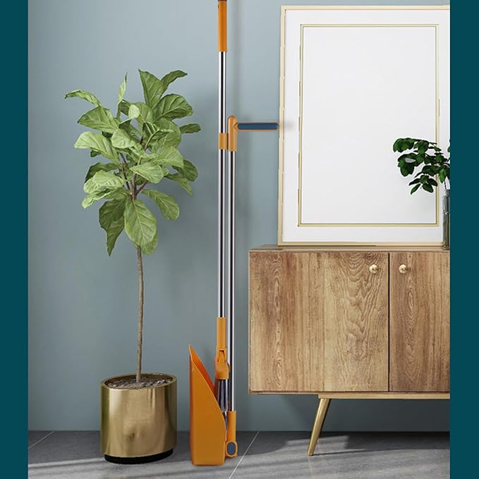 Space Saving Folding Broom and Dustpan Set with Adjustable Length for in Various Indoor Environment Hotel