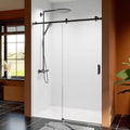 50-54 Inch Frameless Sliding Shower Door, 76" Height, 5/16" (8mm) Clear Tempered Glass, Smooth Gliding Track & Anti-Jumping System, Stainless Steel Matte Black Finish