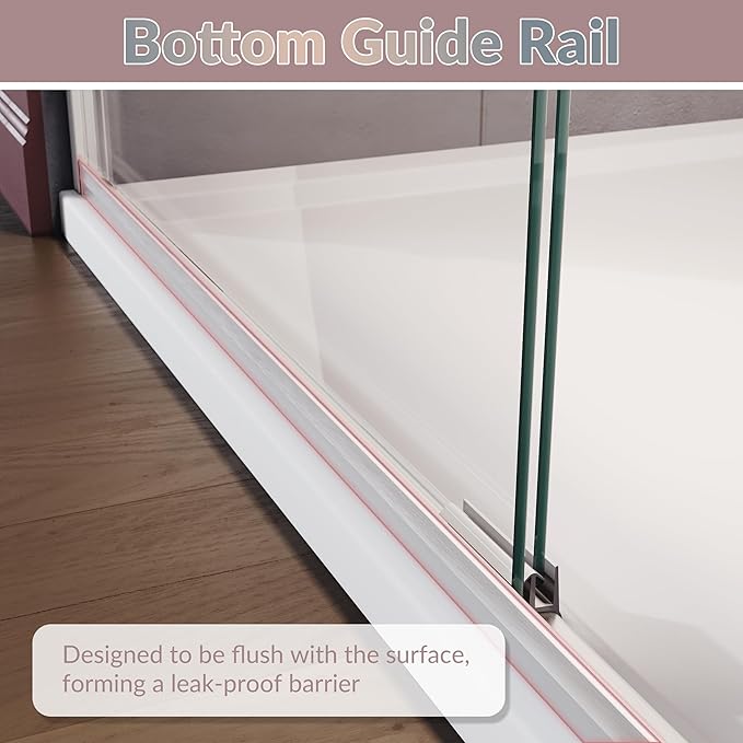ELEGANT 58.5-60 in. W x 72 in. H Semi-Frameless Sliding Shower Door in Brushed Nickel, 1/4" (6mm) Clear Tempered Glass, Shower Glass Door with Towel Bar