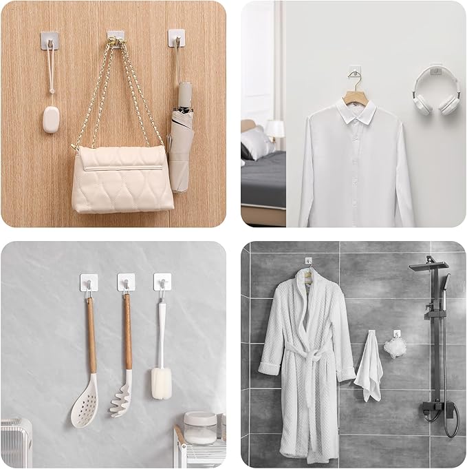 Paoli Heavy Duty Self Adhesive Hooks - Sturdy self Adhesive Hooks for Home, School and Office Easy to fit and Remove(4PC)
