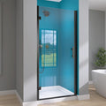 GETPRO Frameless Shower Door Pivot 34 in.W x 72 in.H Swing Single Small Shower Door with 1/4 in. Tempered Clear Glass Panel Adjustable Left Hinged Bathroom Door for Shower Matte Black Hardwares