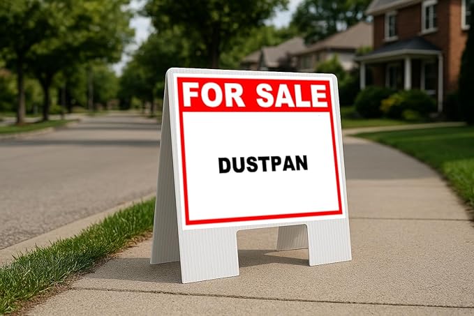 Dustpan For Sale Whte Red Black Folding Coroplast A-Frame Double-Sided 23in x23in