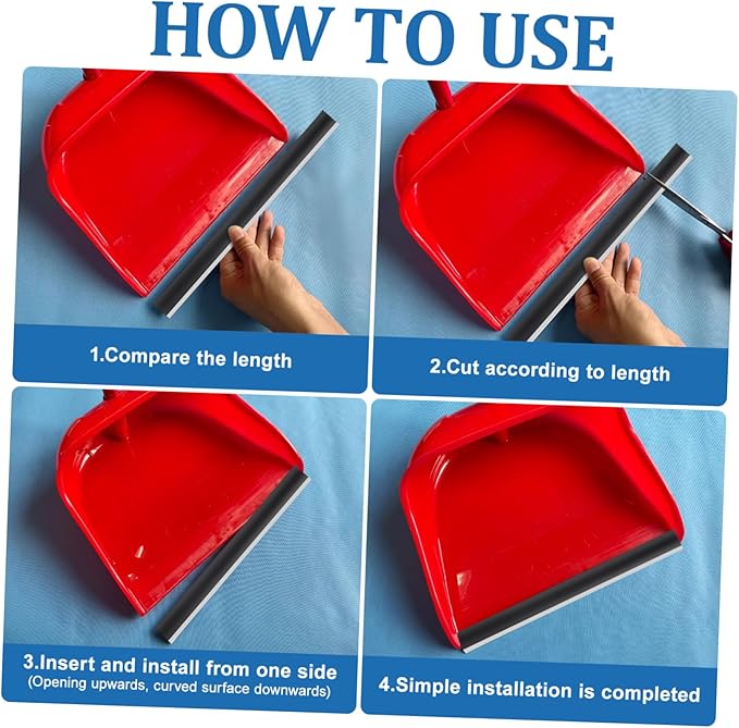 4Pcs Rubber Dustpan Lip Replacement Strips Edge Accessories for Broom Shovels and Cleaning Tools Dustpan Repair Soft Rubber Edges