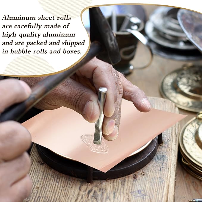 150 Packs Aluminum Metal Crafts DIY Foil 6 Inch x 6 Inch x 0.07 mm Thick for Art Project Aluminum Flashing Roll Wide Sheet Multipurpose Metal Sheets(Bronzer)