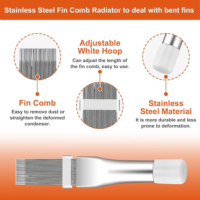 Cenipar 2PCS Air Conditioner Condenser Fin Comb Set Include FCR6 Fin Comb and Stainless Radiator Fin Comb Compatible with Air Conditioner HVAC Fin Comb Straightener