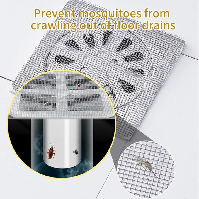 Disposable Shower Drain Hair Catcher, Disposable Hair Drain Stickers Drain Mesh Cover Bathroom Shower Drain Protector for Bathroom Laundry Kitchen Sink for Human and pet Hair (20)
