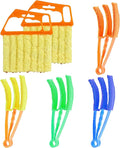 6 Pcs Window Venetian Blind Cleaner Duster Tool, Microfiber 6 Finger Duster Brush for Cleaning Window Shutters, Air Conditioner, Wood & Vinyl Blinds, Includes 6 Cloth Covers