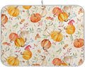 Autumn Fall Dish Drying Mat for Kitchen Counter Watercolor Pumpkin Maple Leaf Drying Mat 18 x 24 Inch with Absorbent Reversible Microfiber Dish Drying Pad Dish Rack Drainer Mats for Coffee Bar