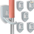 Broom Holder Wall Mount Self Adhesive, Broom and Mop Organizer Wall Hanging, No Drilling Anti-Slip Broom Hook Over Door for Home, Kitchen, Garden, Garage Storage (5-Pack, Stone Blue)