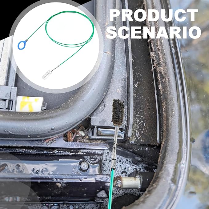 Auto Sunroof Drain Cleaning Tool, 78" Long Flexible Tube Cleaning Brush, Extra Long Tube Cleaning Brush for Slim Drain Dredge Tool for Cars Sunroof, Windshield Wiper Drain Hole, Sewer Drain Holes
