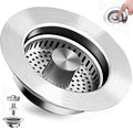 3 in 1 Kitchen Sink Drain Strainer, Universal Pop Up Stopper with Brass Core & Removable Stainless Steel Filter Basket, Anti-Clogging Sink Drain Strainer for US Standard 3-1/2'' Drain Hole