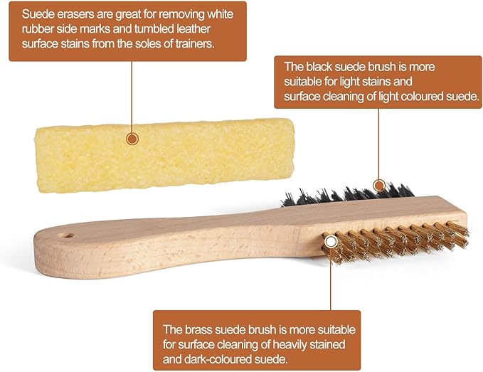 2-Piece Suede Brush and Suede Eraser, Suede Cleaner Kit, Suede Brush for Shoes Effectively Solves Stubborn Stains on Soft Bristle Shoes