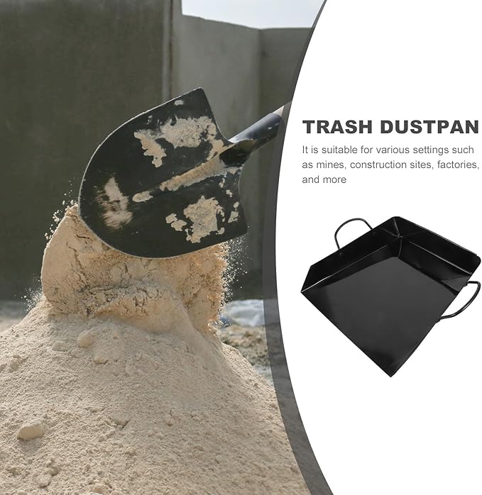 Homoyoyo Handheld Dustpan and Garbage Shovel, Thickened Metal Cleaning Dust Pan for Household and Industrial Use, Reusable Sand Shovel with Ergonomic Handle for Workshop and Construction