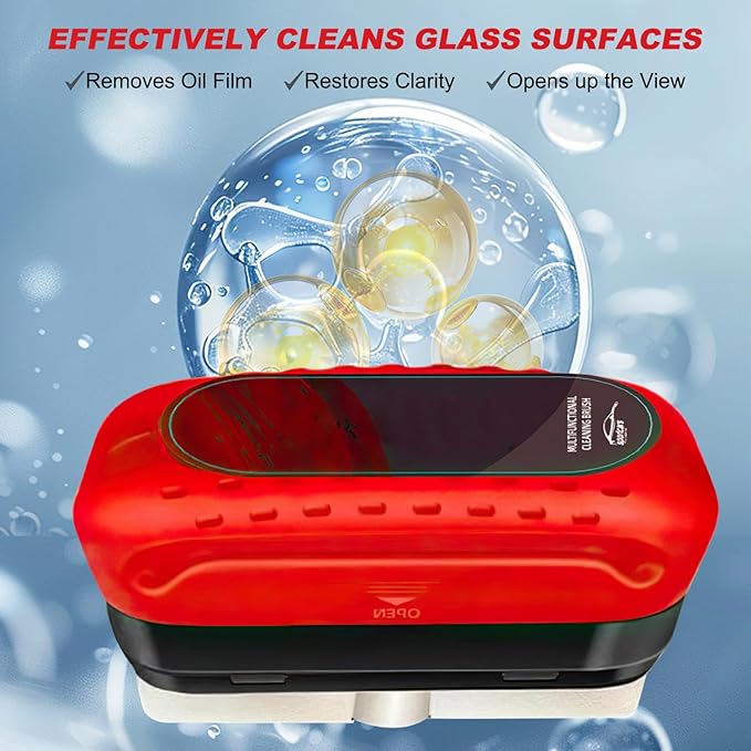 Kubot Automotive Oil Film Cleaning Brush New Glass Coating for Windshield Glass Oil Film Remover, Strong Front Windshield Remover for Windshield Improves Clarity and Visibility(1set, Red)