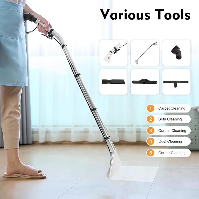 40L Commercial Carpet Cleaning Machine, 3 in 1 Carpet Spraying Floor Brush Cleaner Extractor Vacuum Washing Machine, 1000W Portable Sofa Curtains Cleaner (2 Packages)
