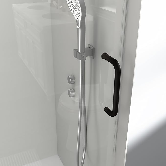 Abruzzo 76" Tall Frameless Single Sliding Shower Door - Adjustable 56" to 60" Width, 1/4" (6mm) Tempered Glass with Safety Film, Matte Black Finish for Walk-in Showers, Space Saving Design