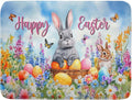 Khope Happy Easter Dish Drying Mat for Kitchen Counter 18x24 Inch Bunny Eggs Butterfly Flowers Reusable Washable Farmhouse Flower Drying Pad Countertop Home Decor