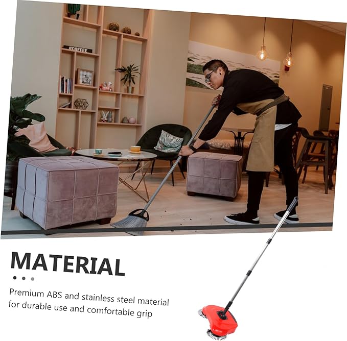 Multi-Function 3-in-1 Hand Push Sweeper Broom Dustpan Trash Bin Adjustable Handle 360 Rotating Floor Cleaning Mop for Hard Floors