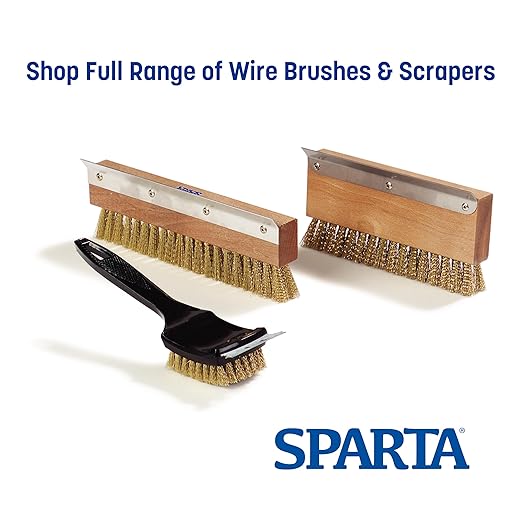 SPARTA Pizza Oven Brush Replacement Head with Crimped Brass Bristles and Stainless-Steel Scraper, Durable, Ideal for Commercial Kitchens, 10 Inches, Wood