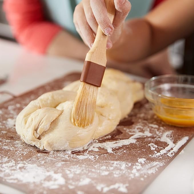 Boao Natural Bristle Pastry Brush Beech Wooden Handle Basting and BBQ Brushes for Cooking, Butter, Oil, Egg, Marinade, Grilling, Baking, Kitchen Food(1, 1.5, 2, 3 Inch)