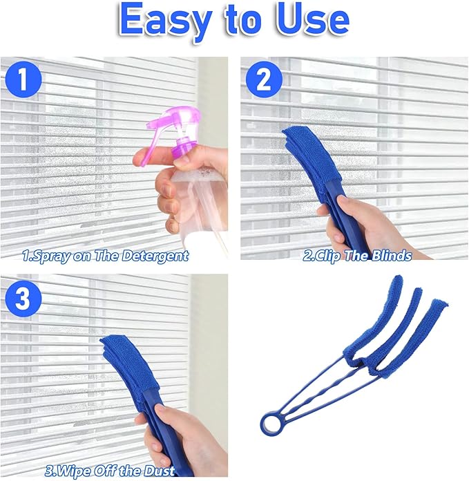 Blind Cleaner Duster Tool, 2 Pack 3 Arms Blind Duster with 4 Microfiber Sleeves Window Blinds Cleaner Tool for Car Air Condition Vent Cleaning Tools