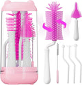 Bottle Brush Set,Travel Bottle Cleaner Kit with Baby Bottle Brush,UV Light,Straw Brush,Nipple Brush,Bottle Drying Rack for Home and Travel