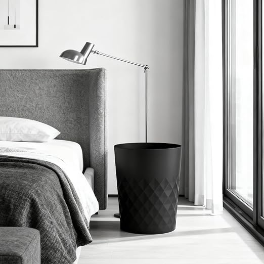 Bathroom Trash Can 1.8 Gallon Garbage Can Waste Basket Recycling Bin for Dorms Bedrooms Offices Kitchens, 2 Pack Black