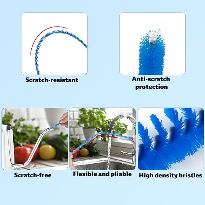 4pcs Straw Cleaner Brushes for Stanley, 8mm/0.31 Inch, 10mm/0.39 Inch, 12mm/0.47 Inch Reusable Extra Long Drinking Water Cup Bottle Straw Cleaning Brush Cleaning Tools Kit Accessories (Blue)