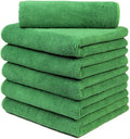 CARCAREZ Premium Microfiber Detailing Towels, 340 GSM Lint Free Car Buffing Waxing Polishing Drying Towel, Pack of 6 (Green)