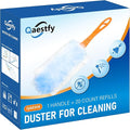 Qaestfy Dusters for Cleaning Dust 20 Count Refills 360 Fluffy Microfiber Hand Duster Kit with 14'' Rotatable Handle Unscented Cloths Pad for Multi-Surface Dusting (1 Handle + 20 Count)