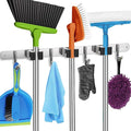 Mop and Broom Holder Wall Mount – Heavy-Duty Closet Organizer for Garage, Kitchen, Laundry Organization – Tool Hanger with 3 racks and 4 hooks