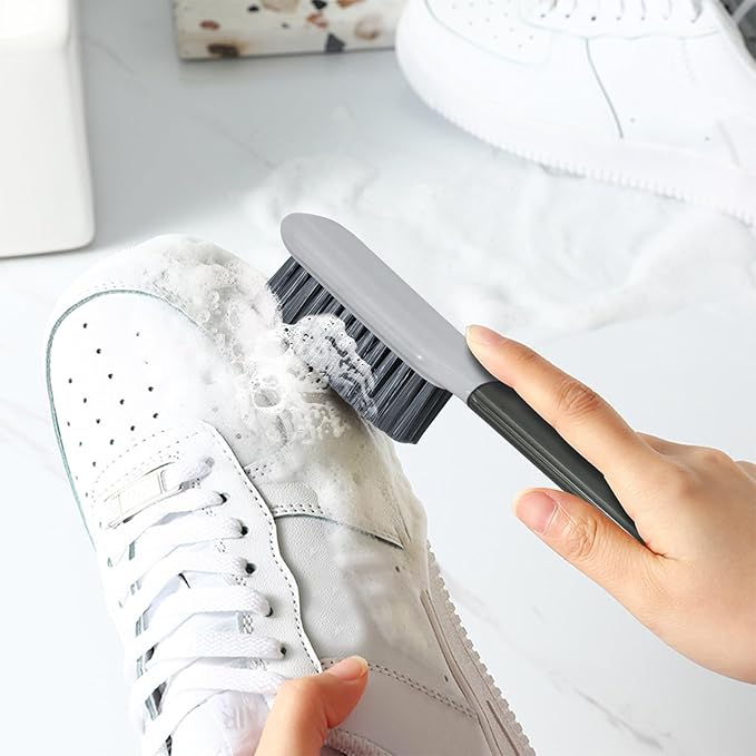 2Pcs Laundry Brush for Stains on Clothes, Household Scrub Brush, Soft Bristle Shoe Scrub Brushes for Cleaning, Easy to Grip Shoe Brush and Hat Clothes Brush Tool,Grey