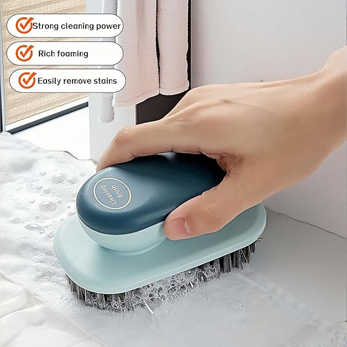 2-Pack Ergonomic Shoe & Laundry Scrub Brush Set - Stiff Bristle Cleaning Brush for Shoes, Stains, Bathroom, Kitchen, Tile Grout - Non-Slip Grip with Hole for Hanging & Drying