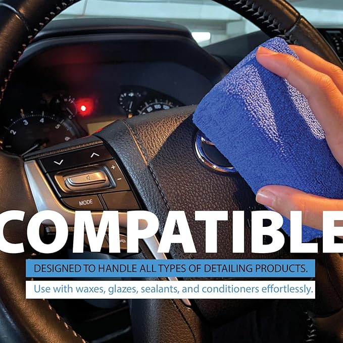 Microfiber Applicator Pad (5" X 3") (Pack of 8) Rectangle Microfiber Applicator Sponges Lint Free Soft Polishing Pads Car Wax Applicator for Detailing and Buffing - Blue